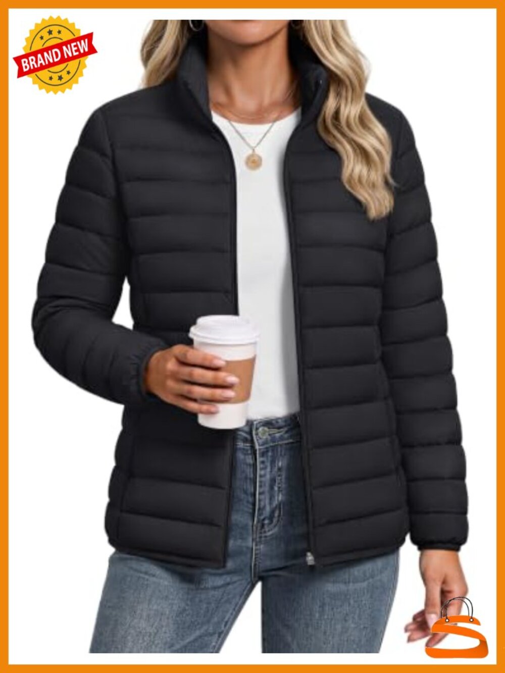 Women's Quilted Lightweight Puffer Jacket Winter Windproof Zip Coat